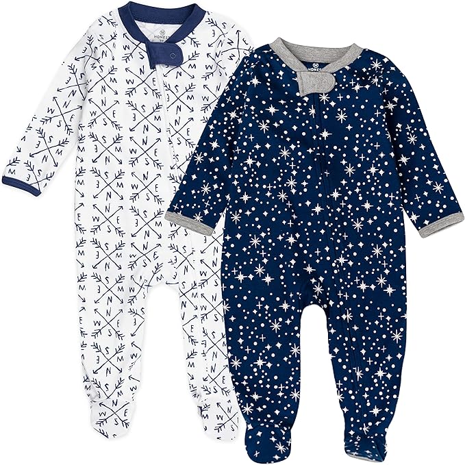 HonestBaby Baby Sleep N' Play One-Piece Zip-Front Footed Organic Cotton Pajama Sleeper