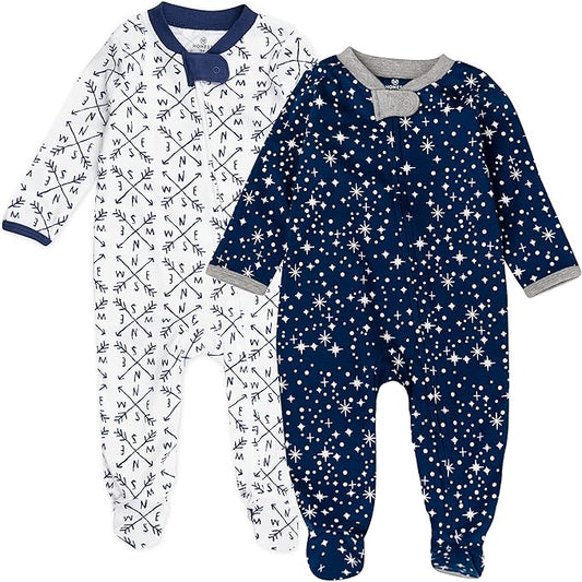 HonestBaby Baby Sleep N' Play One-Piece Zip-Front Footed Organic Cotton Pajama Sleeper