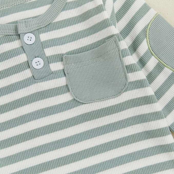 fhutpw Baby Boy Clothes 3 6 12 18 Months Ribbed Knitted Long Sleeve Romper and Pants Sets Newborn Fall Splicing Color Outfits