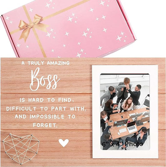 A Truly Amazing Boss Is Hard to Find-Boss Appreciation Sign Gifts-Birthday Christmas Thanksgiving New Year Promotion Leaving Farewell Retirement Gifts for Leader-Photo Picture Frame Presents