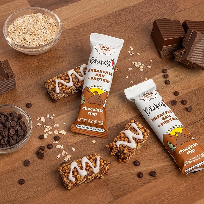 Blake's Seed Based Breakfast Bars with Protein — Chocolate Chip (24 Count), 5g Clean Plant-Based Protein, Gluten Free, Nut Free, Dairy Free & Vegan, Healthy Snacks for Kids or Adults, School Safe