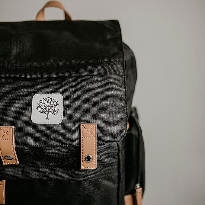 Parker Baby Co. Diaper Backpack - Large Diaper Bag with Insulated Pockets, Stroller Straps and Changing Pad -Birch Bag - Black