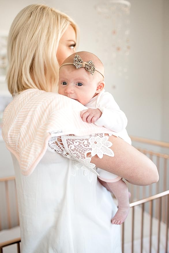 Copper Pearl Premium Baby Burp Cloths - 3-Pack Large Cotton Burp Cloths, Extra Soft Spit Up Rags with 3 Absorbent Layers, Perfect for Baby Girl Gifts (21" x 10" Size, Blush Set)