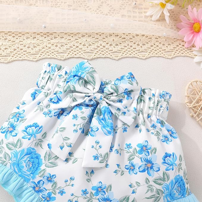 Tiny Cutey Newborn Infant Baby Girl Clothes Romper Floral Shorts Set Summer Outfits Baby Girls' Clothing
