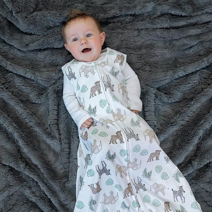 aden + anais Essentials Easy Sleeping Bag, 100% Cotton, Wearable Baby Blanket, Medium, 6-18 Months, Jungle Animals