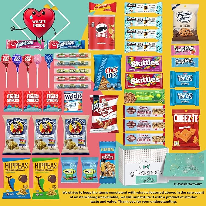 Gift A Snack - Sympathy Snack Box Care Package + Greeting Card (45 Count) Condolence for Loss of Loved One, Dog Pet Cat Memorial Sweet Treats Gift Basket - Cravy Food Assortments & Variety Gifts