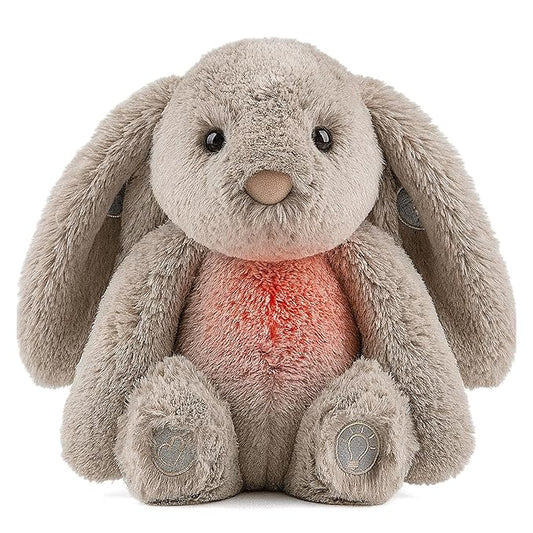 Gemma Joy Baby Sleep Soother Bunny for Baby – Cry Activated Heartbeat Stuffed Animal – Rechargeable Crib Soother with White Noise, Shush, Lullabies & Night Light – Newborn Essentials Must Haves