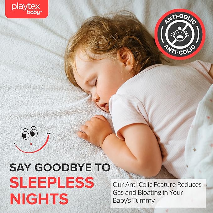 Playtex Baby Anti-Colic Nurser Bottle with Pre-Sterilized Disposable Drop-Ins Liners, 8 Oz Bottles (3 Count), Bottles for Newborn and Breastfeeding Babies, Feeding Essentials