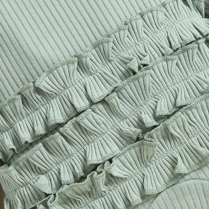 Newborn Baby Girls Rompers Knit Round Neck Long Sleeve Infant Fall Jumpsuits with Headband Coming Home Outfit