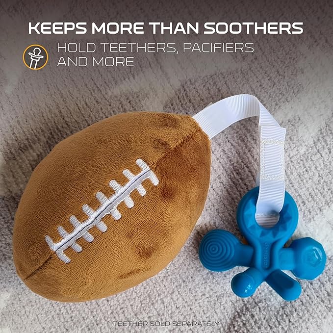 Dallas Cowboys Plush Football Pacifier Holder by Smilo - Officially Licensed NFL Soother Holder - Soft Plush Toy and Dummy Holder - Fits Any Pacifier - Stroller Accessory & Newborn Essential