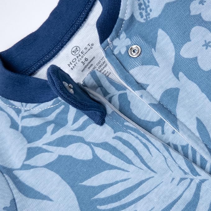 HonestBaby Sleep & Play Footed One-piece Pajama Sleeper 100% Organic Cotton, Baby Boys