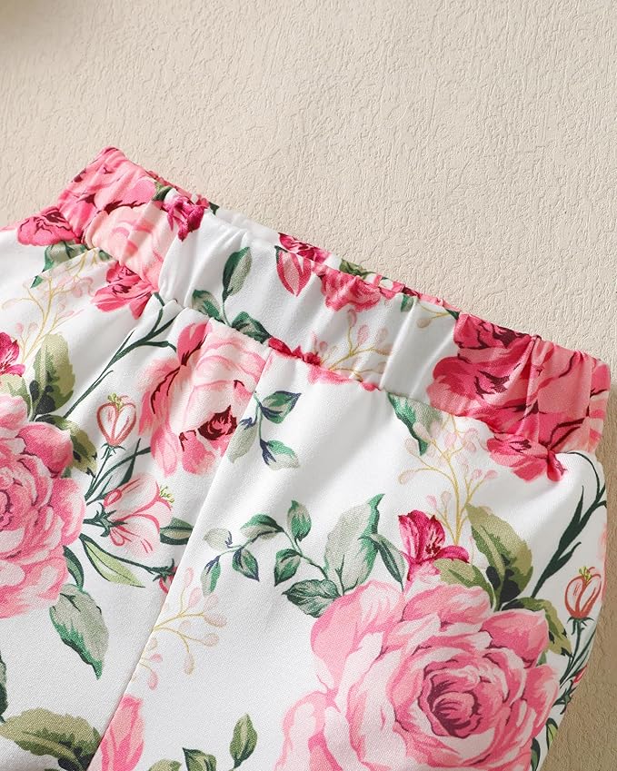 Renotemy Newborn Baby Girl Clothes Outfits Infant Romper Ruffle Floral Pants Cute Toddler Baby Girl Clothes Set