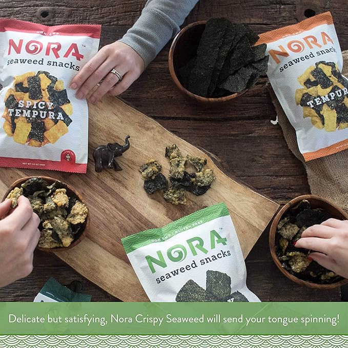 Crispy Seaweed Snacks by Nora | Asian Snacks | Taster's Variety Pack | Low-Sugar, Vegan, Non-GMO Verified | 6-Pack