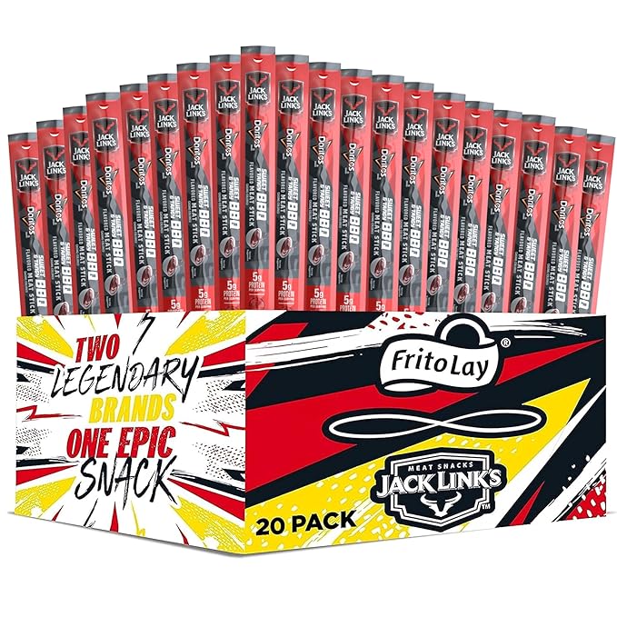 Frito Lay Jack Link's Doritos Meat Sticks, Sweet & Tangy BBQ, 0.92 oz Sticks (20 Pack)