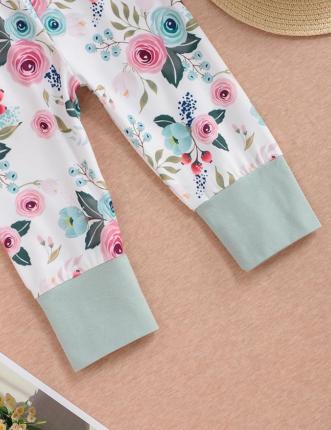 oklady Toddler Baby Girl Clothes Solid Color Ruffle Tops Floral Pants with Headband Fall Winter Cute Girl Outfits