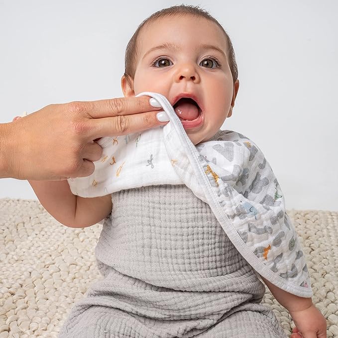 aden + anais Essentials Burpy Bib, 100% Cotton Muslin, Soft Absorbent 4 Layers, Multi-Use Burp Cloth and Bib, 22.5" X 11", Single, Alphabet Animals