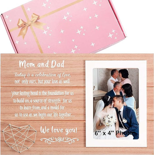 Frame Keepsake Gift for Mother Father of the Bride or Groom-Wedding Frame Gift for Mom and Dad-Bridal Shower Present for Parents-Thank You Present-Today Is A Celebration of Love-Picture Photo Frame