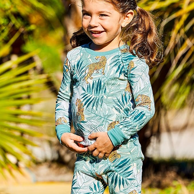 HonestBaby 4 Piece Pajamas Sleepwear Pjs 100% Organic Cotton for Infant Baby and Toddler Boys, Girls, Unisex