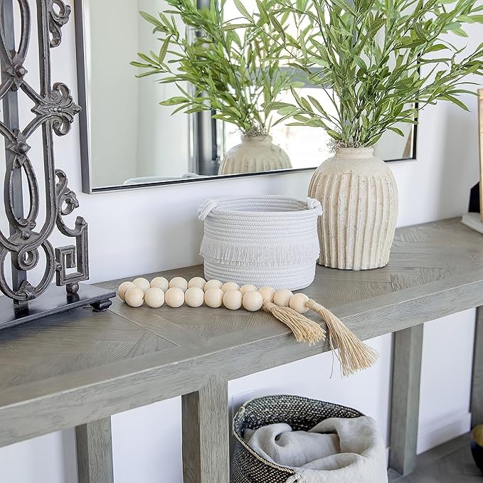 NaturalCozy 3-Piece Decorative Storage Basket Set – Cotton Rope Woven Baskets for Organizing! Small Storage Bins for Nursery Baby Stuff, Gift, Montessori, Dog Toy Bin, Cat Toys, Bathroom Shelves