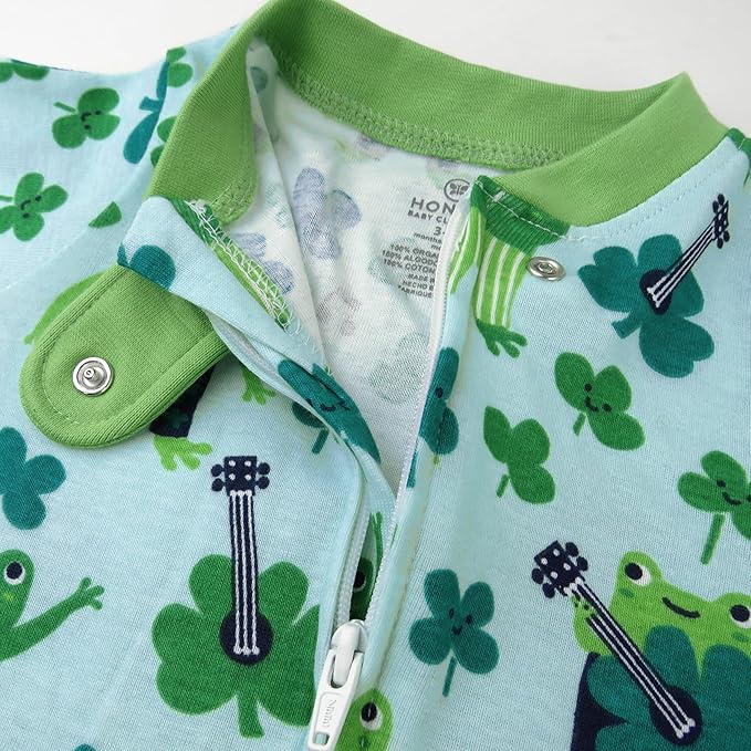 HonestBaby Baby Celebration Sleep & Play Footed One-Piece Pajama Sleeper 100% Organic Cotton