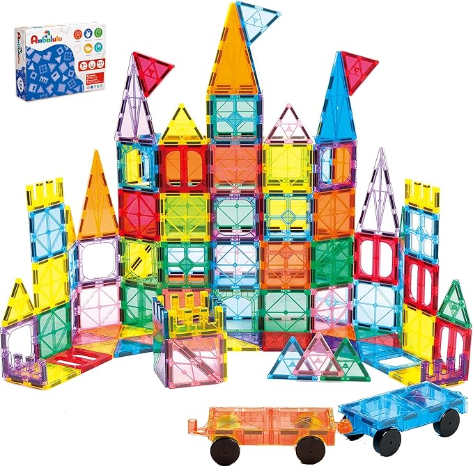 Magnetic Building Tiles, 134PCS Large Magnet Building Set,Magnetic Blocks, 3D STEM Stacking Toys, Magnets Toy for Kids Boys Girls