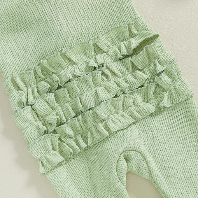 Newborn Girl Clothes Baby Girl Coming Home Outfit Zipper One-piece Outfits Ruffle Footie Bodysuit Jumpsuit Headband