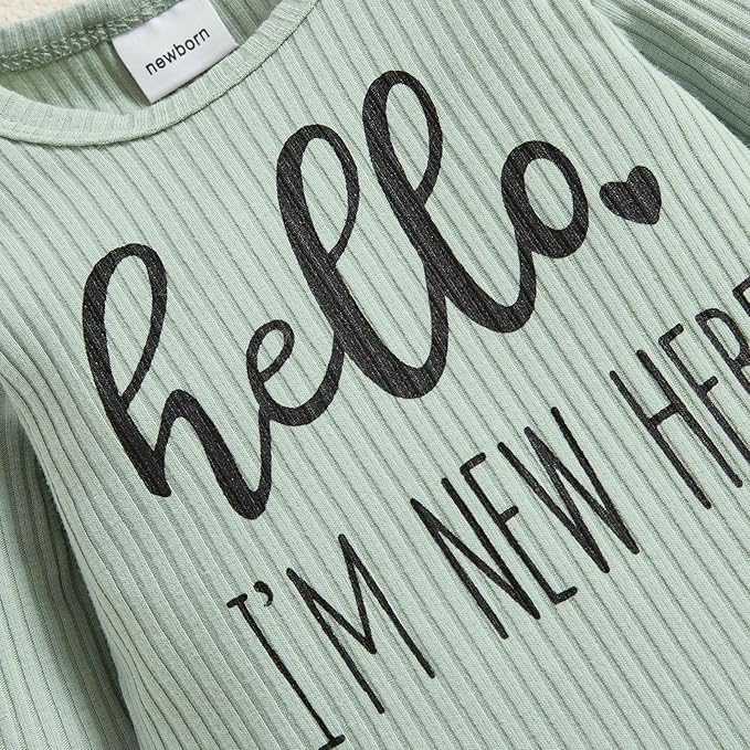 Newborn Baby Girls Rompers Knit Round Neck Long Sleeve Infant Fall Jumpsuits with Headband Coming Home Outfit