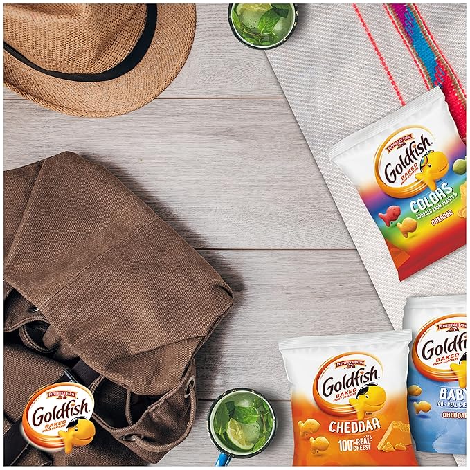 Goldfish Family Faves Crackers, Cheddar, Colors and Baby Crackers Snack Packs, 20-Ct Variety Pack (Pack of 2)