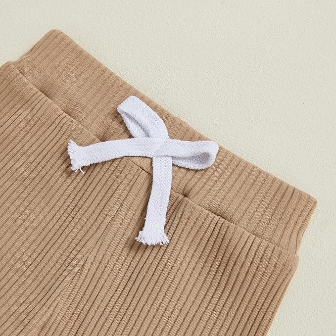 Newborn Baby Boy Clothes Long Sleeve Ribbed Bodysuit Pants Hat 3-Piece Outfit Set