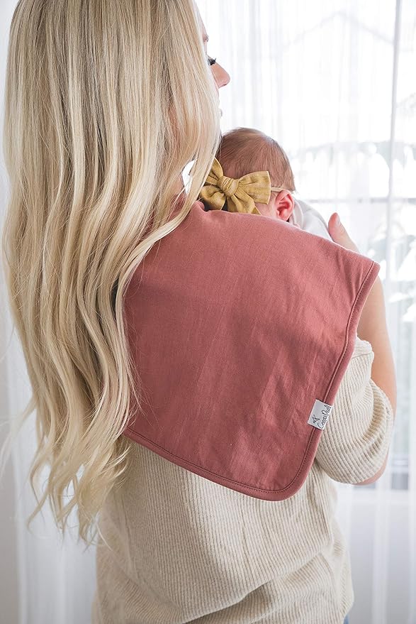 Copper Pearl Premium Baby Burp Cloths - 3-Pack Large Cotton Burp Cloths, Extra Soft Spit Up Rags with 3 Absorbent Layers, Perfect for Baby Boy and Baby Girl Gifts (21" x 10" Size, Jade Set)