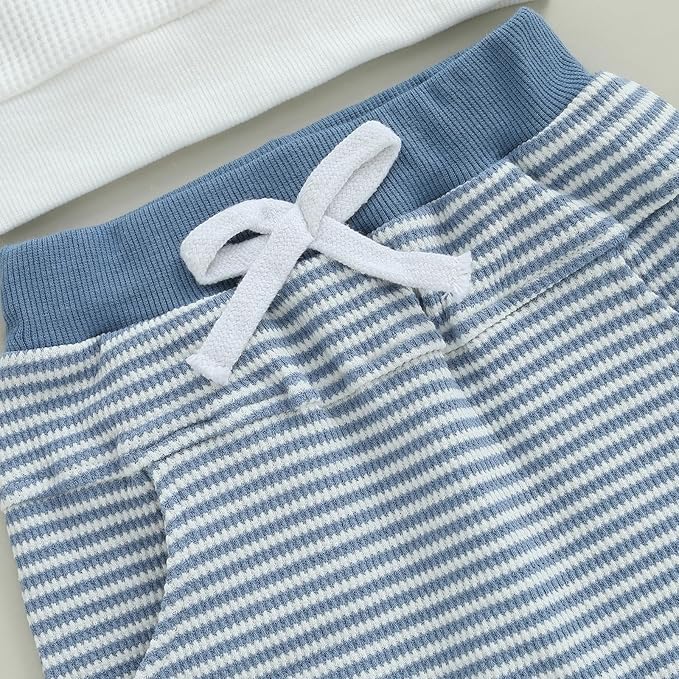 CIYCUIT Toddler Baby Boy Outfits Striped Sweatshirt Pants Clothes Set