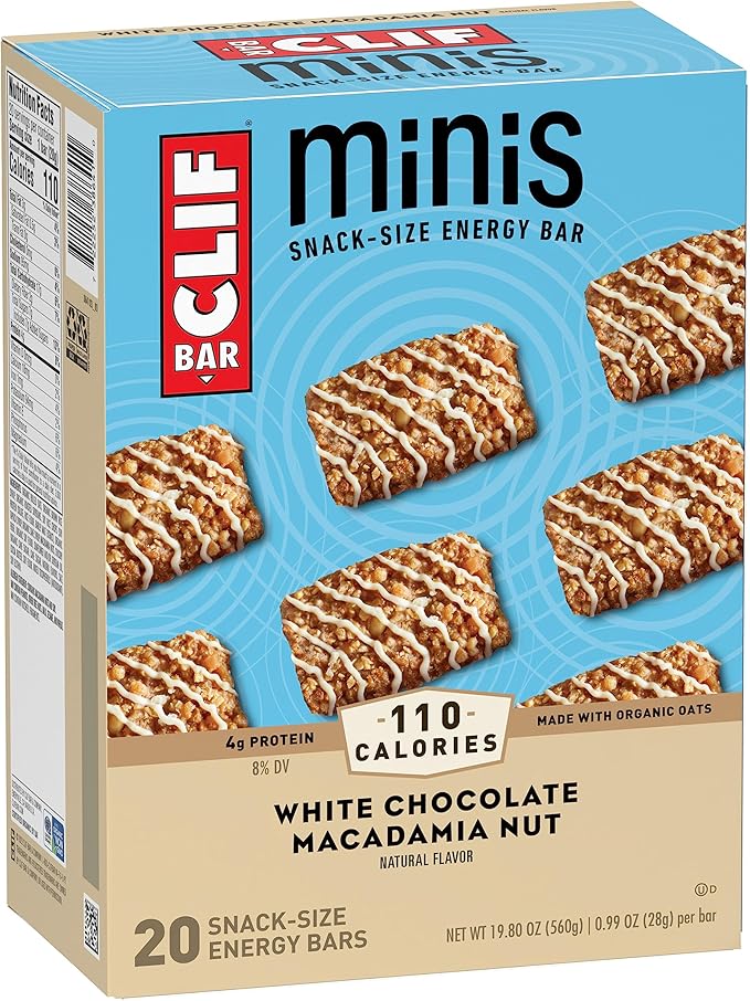 CLIF BAR Minis - White Chocolate Macadamia Nut Flavor - Made with Organic Oats - 4g Protein - Non-GMO - Plant Based - Snack-Size Energy Bars - 0.99 oz. (20 Pack)