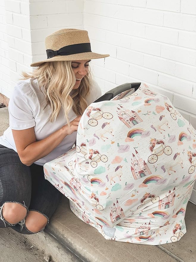 Copper Pearl Multi-Use Cover: Car Seat & Stroller Cover for Sun - Stretchy Fabric, All-Season Use, Stylish Designs, Easy Access for Moms - Enchanted