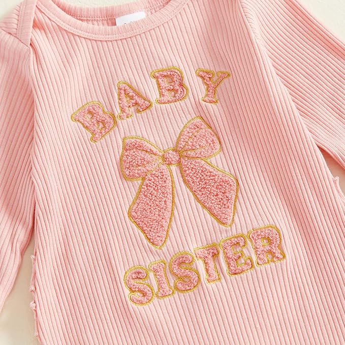 WZTYYDS Newborn Baby Girl Clothes Ribbed Romper Print Long Sleeve Jumpsuits Bow Headband Set Infant One-piece Outfits