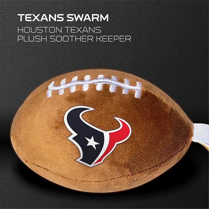 Houston Texans Plush Football Pacifier Holder by Smilo - Officially Licensed NFL Soother Holder - Soft Plush Toy and Dummy Holder - Fits Any Pacifier - Stroller Accessory & Newborn Essential