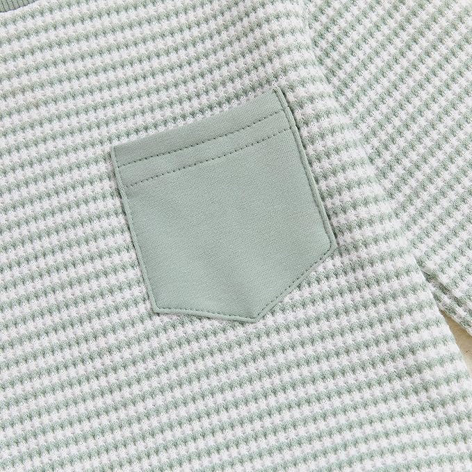 Baby Boy Toddler Fall Outfit Striped Sweatshirt Toddler Boy Winter Waffle Clothes 3 6 12 18 Months 2 3 T Pant Set