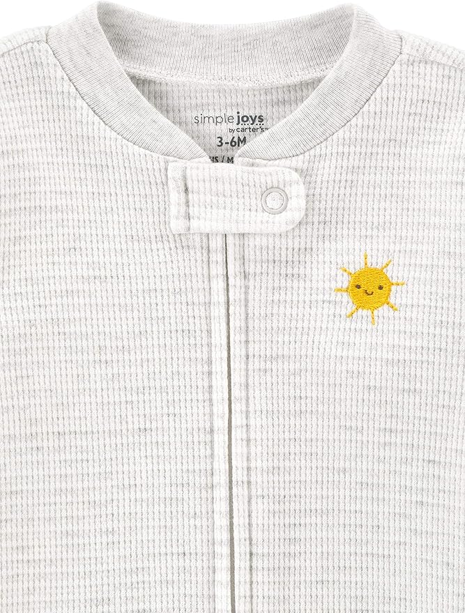 Simple Joys by Carter's unisex-baby 2-way Zip Thermal Footed Sleep and Play, Pack of 2