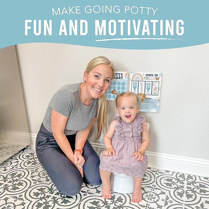 Hadley Designs Potty Training Chart for Girls with Fun Reward Stickers – 10 Potty Chart for Toddlers Girls, 8.5x11" Potty Training Sticker Chart for Toilet Success, Boho Reward Chart for Kids