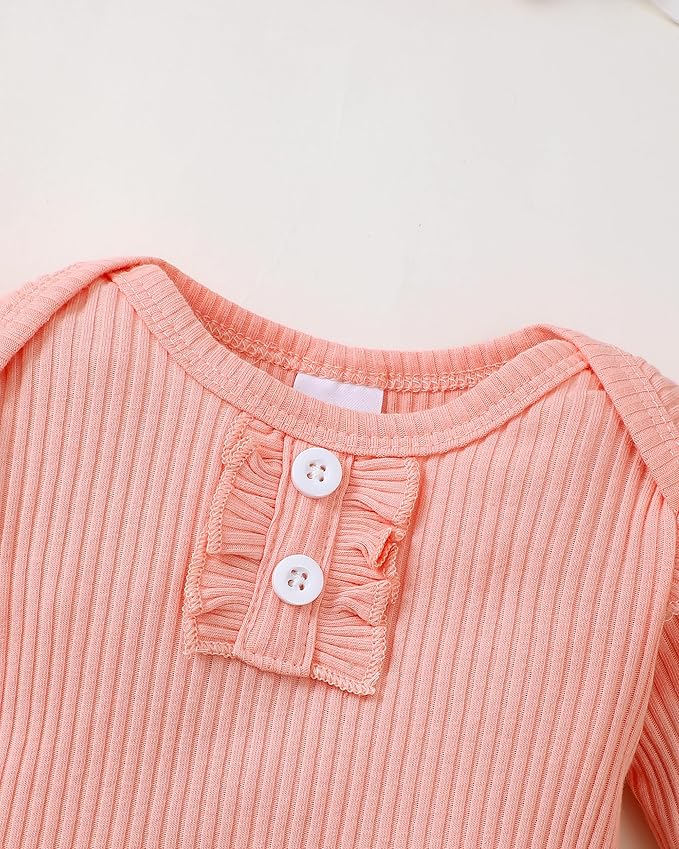 Renotemy Newborn Baby Girl Clothes Outfits Infant Romper Ruffle Floral Pants Cute Toddler Baby Girl Clothes Set