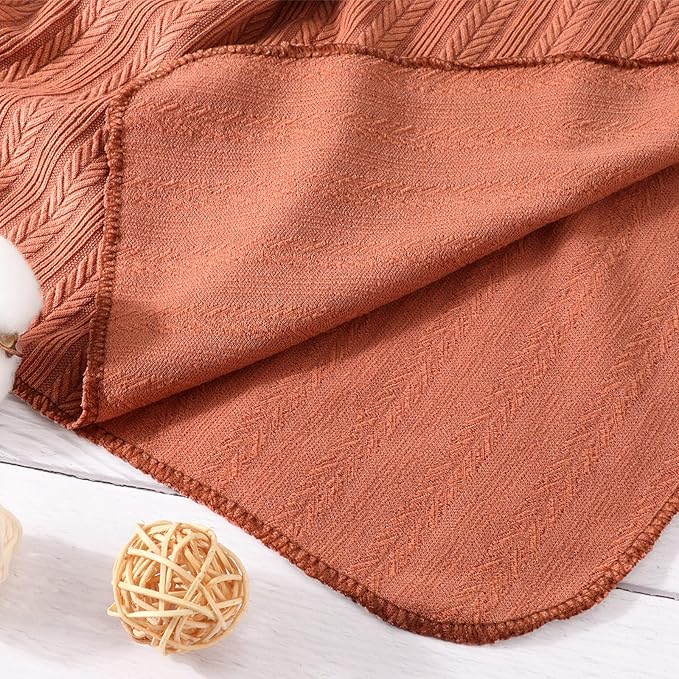 Newborn Receiving Blanket with Bow Hat Mittens Wooden Card Set Wheat-Pattern Newborns Toddler Baby Boy Girl Nursery Swaddle Wrap