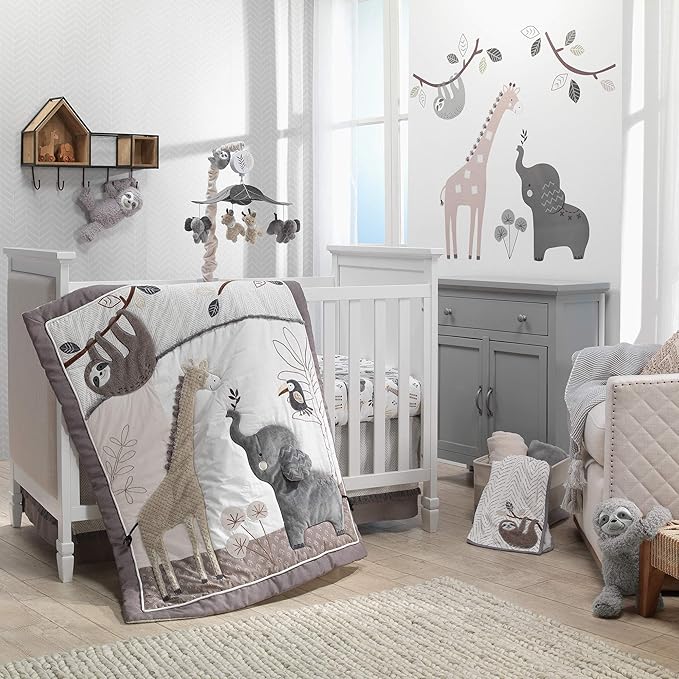 Lambs & Ivy Baby Jungle Gray/White Faux Shearling Sloth Baby Blanket