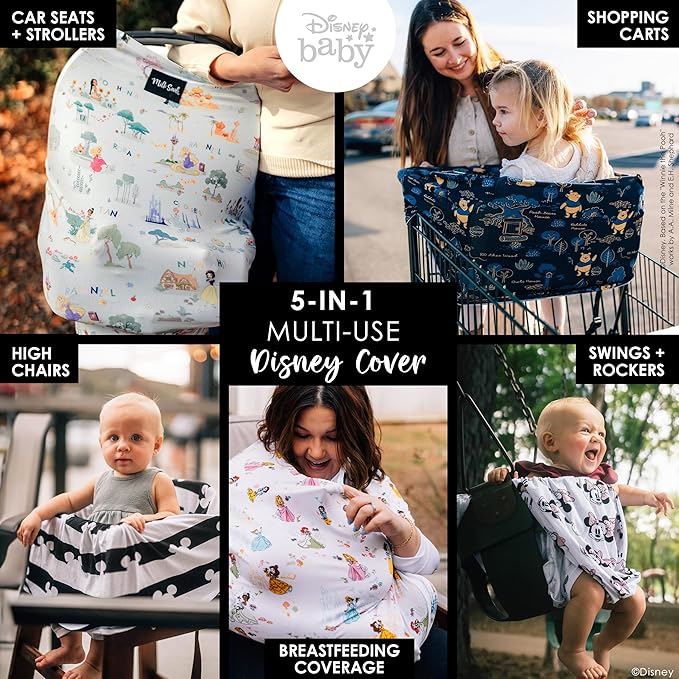 Milk Snob Original Disney Enchanted Kingdoms 5-in-1 Cover, Added Privacy for Breastfeeding, Baby Car Seat, Carrier, Stroller, High Chair, Shopping Cart, Lounger Canopy, Newborn Essentials, Nursing Top