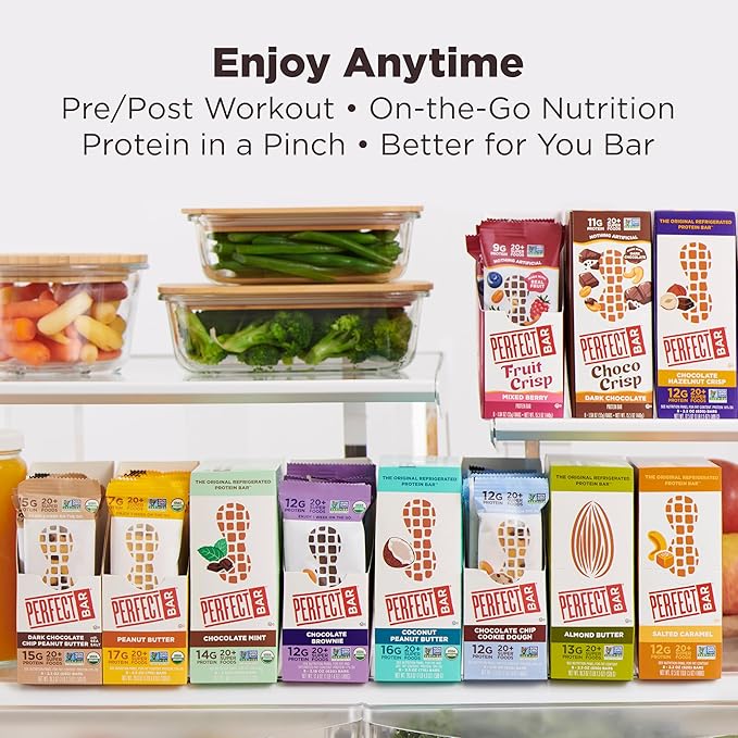 Perfect Bar Original Refrigerated Protein Bar, Almond Butter, 2.5 Ounce Bar, 8 Count (Pack of 3)