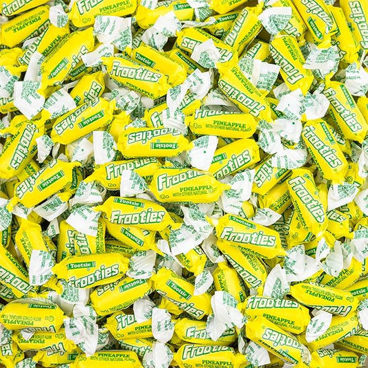 Pineapple Tootsie Roll Frooties Chewy Tropical Candy with Fresh Sweet & Juicy Flavor 85+ Pieces Individually Wrapped in Resealable Assortit Bag, 1.5 Lb (24-Oz) Made in USA