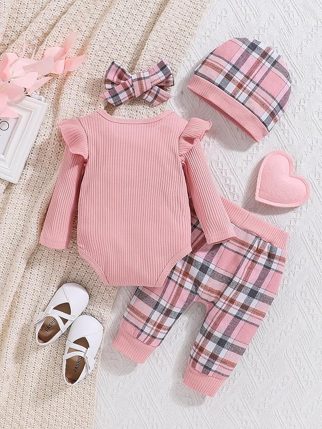 Baby Girl Clothes Newborn Infant Outfits Cute Summer Clothes Spring Romper Set+Hat+Headband