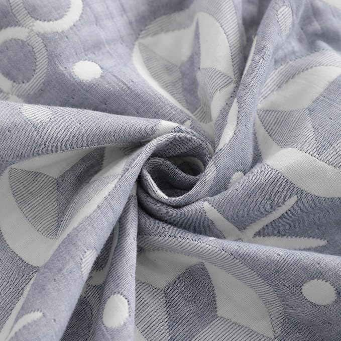 NTBAY 3 Layer Oversized Muslin Cotton Toddler Blanket, 45x60 Inches Jacquard Reversible Nursery Bed Blanket, Super Soft and Thermal Crib Blanket for All Seasons, Baby Gift, 45"x60", Blue Starfish