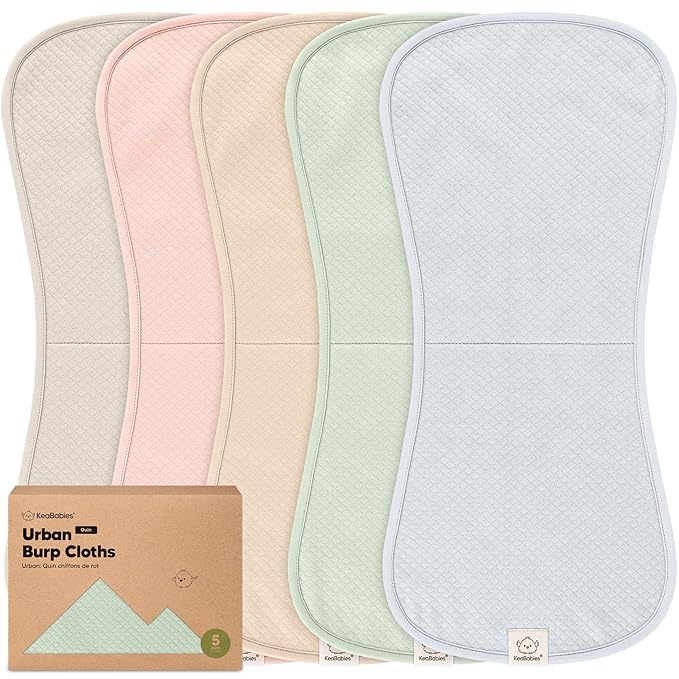 KeaBabies 5-Pack Organic Burp Cloths Baby Girl, Boy - Extra Large, Absorbent Baby Burp Cloths, Soft Burping Cloths for Babies, Newborn Burp Clothes, Cotton Burp Rags, Thick Burp Cloth(Dawn/Quin)