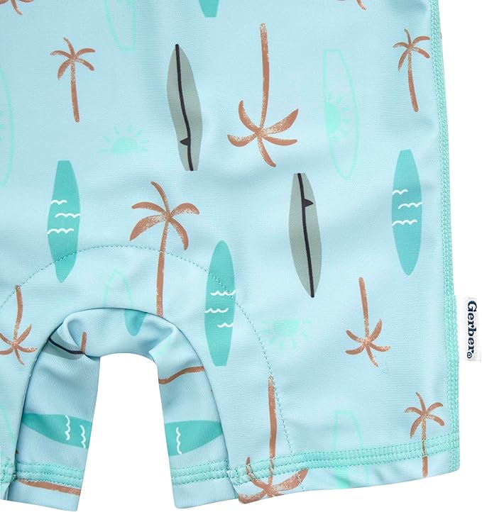 Gerber Boys' Toddler Long Sleeve One Piece Sun Protection Rashguard Swimsuit