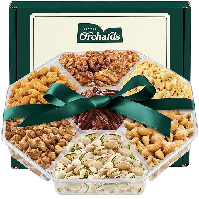 Nuts gift Basket - With a Variety of Freshly Roasted Nuts - Beautifully Packaged Gift Baskets for Men, Sympathy Basket.
