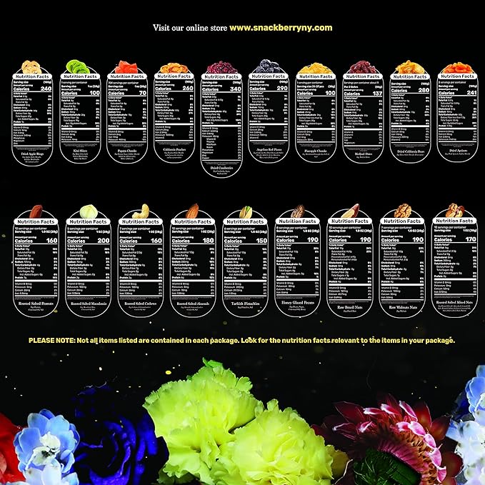 Dried Fruit & Nuts Gift Basket Arrangement Platter, Gourmet Food Snack Box, Gift Basket, Birthday Care Package, Healthy Kosher - Her Him - 12 Snackberry Assortment (Single)